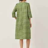 Vestido LIRA Midi com Decote em V e Bolinhas, 100% Linho