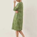 Vestido LIRA Midi com Decote em V e Bolinhas, 100% Linho