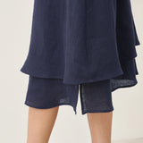 Vestido Midi JAYDA 100% Linho com Decote em V e Camada Dupla
