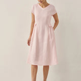 Vestido de Verão em Linho 100% Natural com Decote em V ALEXA