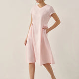 Vestido de Verão em Linho 100% Natural com Decote em V ALEXA