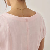 Vestido de Linho Natural de Verão com Decote em V ALEXA