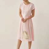 Vestido de verão ALEXA 100% linho natural com decote em V