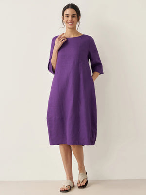 Vestido Midi SOFIA 100% Linho sem Gola