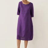 Vestido Midi SOFIA 100% Linho sem Gola