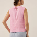 Top de Linho com Gola Drapeada JACQUELINE