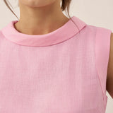 Top de Linho com Gola Drapeada JACQUELINE
