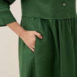 Vestido Comprido LUNA 100% Linho com Cintura Elástica e Pormenores Franzidos