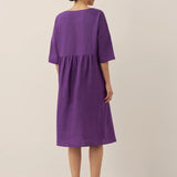 Vestido Midi Evasé em Linho 100% VALENCIA