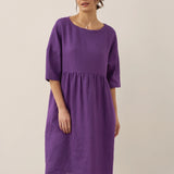 Vestido Midi Evasé em Linho 100% VALENCIA