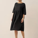 Vestido Midi Evasé em Linho 100% VALENCIA