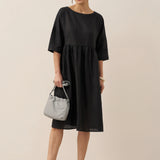 Vestido Midi Evasé em Linho 100% VALENCIA