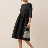Vestido Midi Evasé em Linho 100% VALENCIA