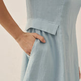 Vestido de verão ALEXA 100% linho natural com decote em V
