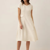 Vestido de Linho Natural de Verão com Decote em V ALEXA