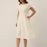 Vestido de Verão em Linho 100% Natural com Decote em V ALEXA