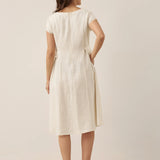 Vestido de Linho Natural de Verão com Decote em V ALEXA
