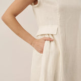 Vestido de verão ALEXA 100% linho natural com decote em V