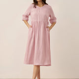 Vestido Midi DIXIE em Linho 100% com Cintura Ajustável e Corte em A