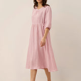 Vestido Midi DIXIE em Linho 100% com Cintura Ajustável e Corte em A