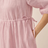 Vestido Midi DIXIE em Linho 100% com Cintura Ajustável e Corte em A