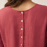 Vestido Midi JASMINE com Cordão e Cintura Plissada em Linho 100%