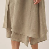 Vestido Midi JAYDA 100% Linho com Decote em V e Camada Dupla