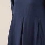Vestido Maxi Plissado Gola Bateau 100% Linho ABIGAIL