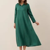 Vestido Maxi Pullover com Capuz em Linho 100% REBECCA