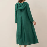Vestido Maxi Pullover com Capuz em Linho 100% REBECCA