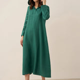 Vestido Maxi Pullover com Capuz em Linho 100% REBECCA