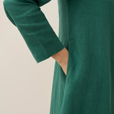 Vestido Maxi Pullover com Capuz em Linho 100% REBECCA