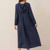 Vestido Maxi Pullover com Capuz em Linho 100% REBECCA