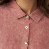 Camisa Janice 100% Linho Color-Block com Fecho de Botões