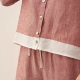 Camisa Janice 100% Linho Color-Block com Fecho de Botões
