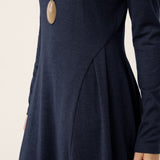 Vestido Maxi de Gola Alta com Pregas Esculpidas em Lã BRIAR