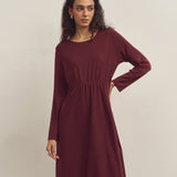 Vestido de Lã Merino com Detalhes Franzidos na Cintura