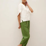 Pullover LAUREL 100% Linho com Decote Redondo e Mangas Curtas