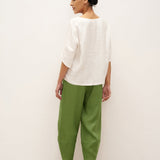 Pullover LAUREL 100% Linho com Decote Redondo e Mangas Curtas