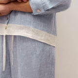 Camisa Janice 100% Linho Color-Block com Fecho de Botões