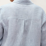 Camisa Janice 100% Linho Color-Block com Fecho de Botões