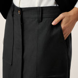 Saia Placket de Bolsos Aplicados em Linho-Liocel LYRA