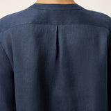 Camisa RANA de Linho 100% com Pregas Sanfonadas Esculpidas e Gola Redonda