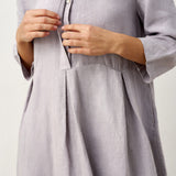 Vestido Maxi VALERIE 100% Linho com Pregas Invertidas e Costura Curva