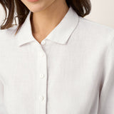Camisa AVELINE 100% Linho com Gola Pequena e Bainha Curva