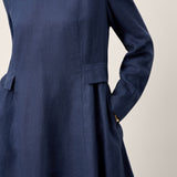 Vestido Midi DIANA de Linho com Pormenor de Aba na Cintura Franzida