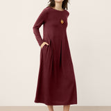 Vestido Maxi CALISTA de Lã com Painéis em Arco e Pregas Esculpidas