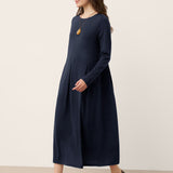Vestido Maxi CALISTA de Lã com Painéis em Arco e Pregas Esculpidas