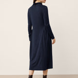 Vestido Maxi de Gola Alta com Pregas Esculpidas em Lã BRIAR
