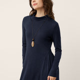 Vestido Maxi de Gola Alta com Pregas Esculpidas em Lã BRIAR